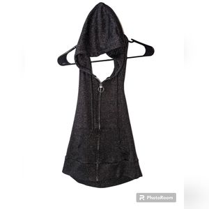 Old Navy Sleeveless and Open Back Jacket with Hood Black Simmer Size M